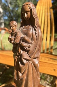Lucien Pessey Sculpture Vierge Flamande Flemish Madonna Mary Jesus Carved Wood - Picture 1 of 8