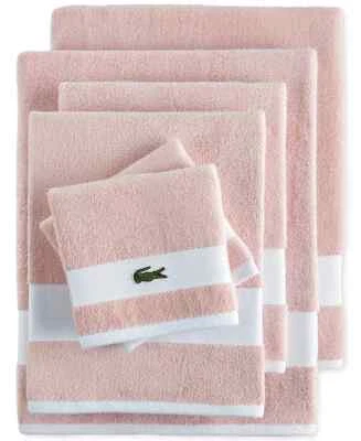 Lacoste Heritage Sport Stripe Logo Cotton 6-Pc. Bath Towel Set,Light Pink. - Image 1 of 4