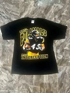 Camicia sportiva vintage Troy Polamalu Pittsburgh Steelers NFL rara taglia large - Foto 1 di 4