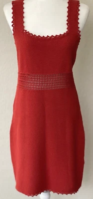 Vestido REBECCA TAYLOR Naranja Quemado Sin Mangas Algodón Crochet Wms Talla M Foto 1 de 4