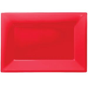 Red Plastic Serving Platters | Tray Party Buffet Food Celebration BBQ Wedding 