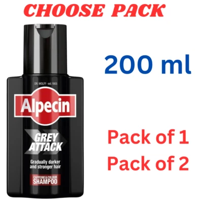 Alpecin Grey Attack Caffeine Colour Shampoo 200ml Gradually Darker Stronger Hair