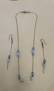 Vintage Costume Beaded And Opalite Necklace & Earrings Set - Picture 1 of 19