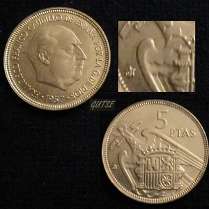 *GUTSE* FRANCO-6, 5 PESETAS 1957*61, PLUS, BRILLO ORIGINAL, SIN CIRCULAR - Imagen 1 de 1