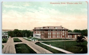 Postcard IN 1910 Winona Lake Westminster Hotel Vtg View N7 - Picture 1 of 2