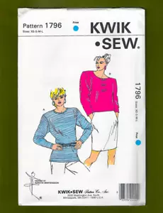 Pullover Scoop Neck Tops Sewing Pattern~UNCUT/FF (Sizes XS-L) Kwik Sew 1796 - Picture 1 of 2