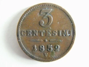 Moneda Imperio Austriaco (Venecia Lombarda) 3 Centesimi 1852-V (World coins) - Imagen 1 de 2