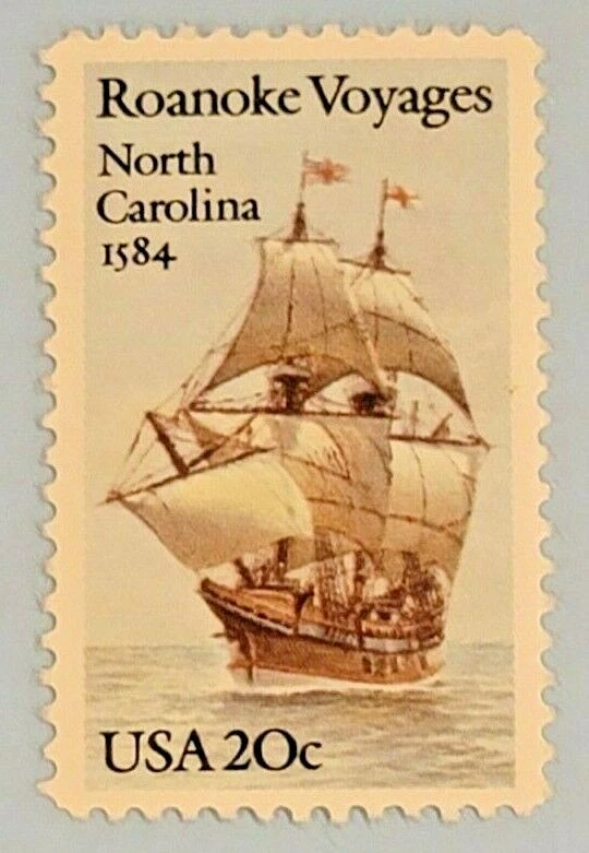 Scott 2093- Roanoke Voyages, North Carolina- 20c MNH 1984- unused mint stamp - Image 1 of 1