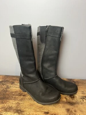 Botas de mujer Eddie Bauer talla 8 cuero negro lana espiga cremallera altas Foto 1 de 4