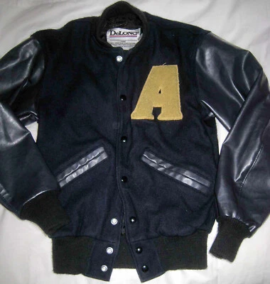 DeLONG ® - A - Escuela Secundaria - Carta Universitaria - XS Extra Pequeña - Chaqueta de Lana - Nueva Foto 1 de 4