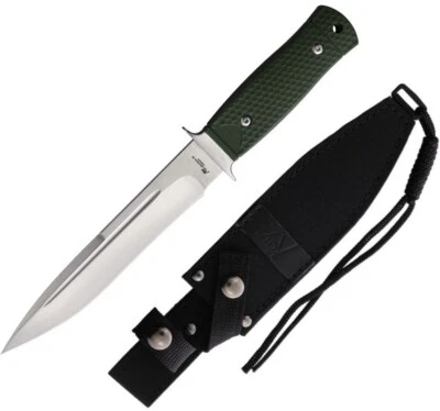 Cuchillo fijo Katz 6,5" 9Cr18MoV acero hoja espiga completa mango verde esculpido G10 Foto 1 de 3