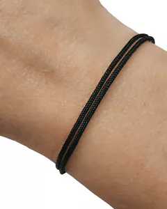 Mens Black Thick Cord Surfer Bracelet Men Unisex Beach Minimal Jewelry Gift - Picture 1 of 13