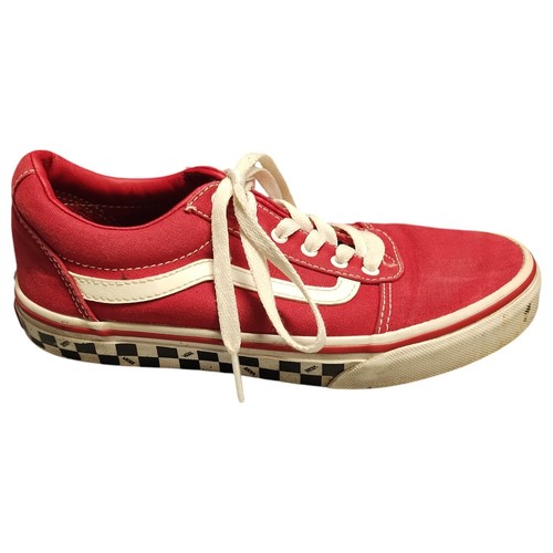 Scarpe sneakers basse VANS giovani taglia 4 rosse tela suola a quadri stringate 500714