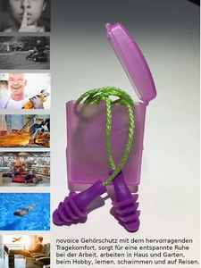 5 novoice Gehörschutzstöpsel Ohrstöpsel 26 Dezibel mit Kordel und Box günstig  - Bild 1 von 5