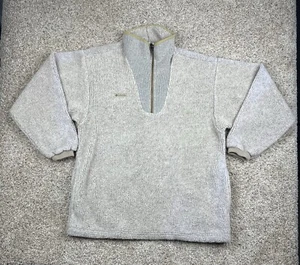 Vintage Columbia Fleece Jacket Medium Beige Mock Neck 1/2 Zip USA Made 80s - Picture 1 of 16