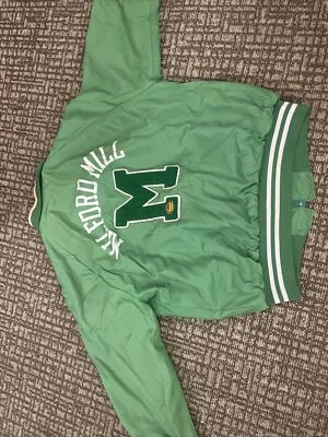 Abrigo Chaqueta de Fútbol Universitario Vintage Años 90’s Años 80’s 70’s Verde Escuela Secundaria L Grande Foto 1 de 4
