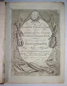 1800 The Ladies Collection or Catches Glees Canons Canzonet Madrigals J BLAND V4 - Picture 1 of 18