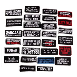 Words Slogan Badge Embroidered Iron on Patches Fabric Sticker Clothes Sewing - Picture 1 of 38