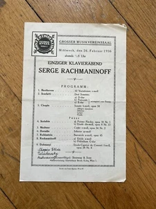 RACHMANINOFF Klavierabend Wien 26.02.1936 - Bild 1 von 1