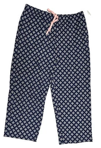Charter Club Intimates Medium Pajama Pants Blue Contrast Geometric New With Tags - Picture 1 of 3