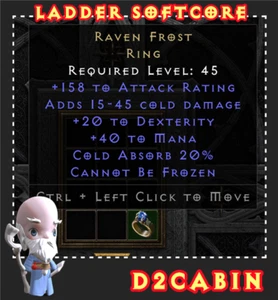 Diablo 2 SC💥Ladder💥Raven Frost Ring💥PC/SWITCH/PS - Picture 1 of 1