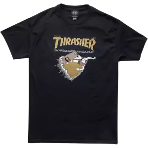 Thrasher Magazine First Cover Black / Gold Skateboard T-Shirt - Picture 1 of 1