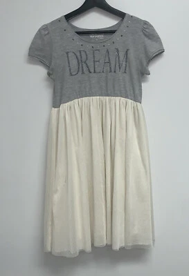 Disney D-signed Girls Dress Size XL Gray Ivory Dream Glitter Gems Short Sleeve - Image 1 of 4