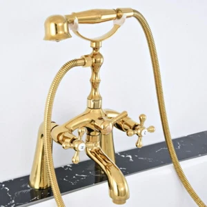 Grifo dorado para bañera cubierta montado ducha grifo mezclador bañera grifo con ducha de mano - Imagen 1 de 7