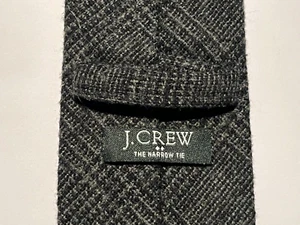 J.CREW Narrow Wool And Viscose Tie Grey And Black Check Pattern - Picture 1 of 3