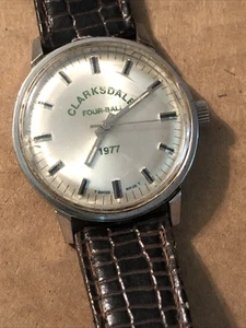 Vtg Swiss Made Mechanical Watch With 1977 Clarkesdale Four Ball Dial - Picture 1 of 3