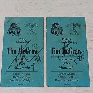 De colección 2 Boletos Autografiados Tim Mcgraw Pittsburg Kansas Twisters Night Club - Imagen 1 de 10