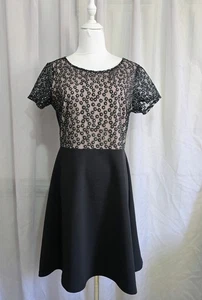Carla Conti Dress s.L Black Floral Lace Top Fit & Flare - Picture 1 of 8