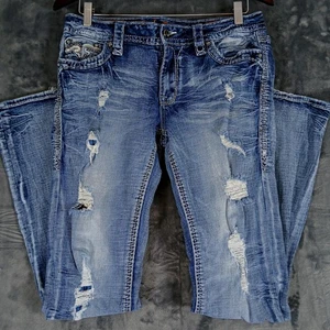 Rock Revival Jeans Womens 31x33 Yandel Boot Bootcut Distressed Denim Embellished - Picture 1 of 13