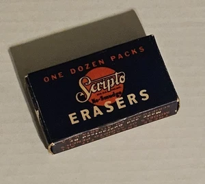 Vintage SCRIPTO NO-SMUDGE  Pencil Erasers 10 PACKS 48 Erasers Fits All RARE - Picture 1 of 4