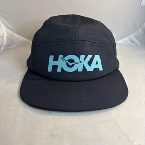 EUC Hoka 5 Panel Mütze Time to Fly fünf Panel schwarz/weiß leichtes Etikett Run - Bild 1 von 9