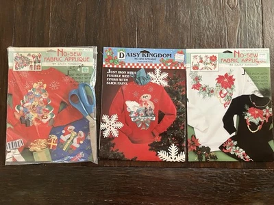 Lote De 3 Apliques De Tela Sin Coser De Colección Nuevo De Lote Antiguo Vacaciones De Navidad Foto 1 de 4