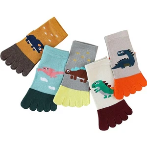 5 Pair Kids Toe Socks Cartoon Five Finger Cotton Socks Breathable Ankle Socks - Picture 1 of 9