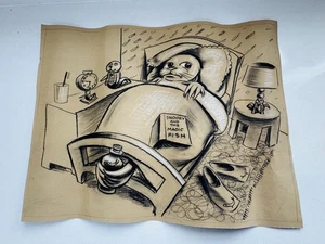 Large Charcoal Art Animation Cartoon Sketch Snoozy Sea Lion Seal & Magic Fish - Picture 1 of 9