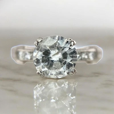 Винтажное помолвочное кольцо в стиле ар-деко с натуральным платиновым бриллиантом - Изображение 1 из 4