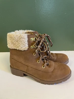 Steve Madden Niñas Botas Talla 2 Juveniles, Marrón Botas de Combate Con Cordones Foto 1 de 4
