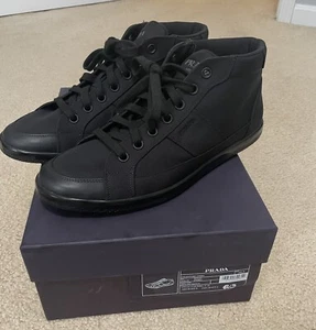Prada Nylon Tech High-Top Sneakers Herren Größe 10,5 US Schwarz 2TG175 mit Karton - Bild 1 von 8