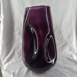 BLENKO GLASS WINSLOW ANDERSON # 921-M AMETHYST PURPLE INDENTED PINCH DIMPLE VASE - Picture 1 of 11