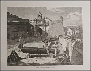 1876:SEHEN.ALTE TÜR DER LATERNE..GENUA.LIGURIEN.ANTIK.ORIGINAL.Xilo.Ätna - Bild 1 von 1