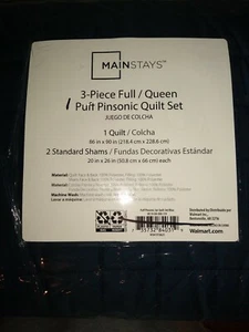 Main Stay 3: Piece Full/Queen Puff Pinsonic Quilt Set Navy Blue - Picture 1 of 5