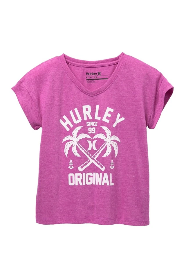 Camiseta Hurley Big Girl Magenta Manga Corta Camiseta Permanente Vacaciones S/M/L/XL Foto 1 de 1