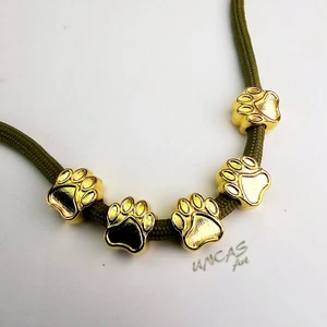 5 x Pfote Tatze Hund gold Metall Perle Großlochperlen für Paracord - Bild 1 von 5