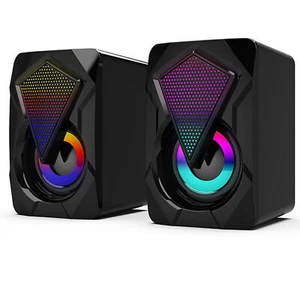 2* For Desktop Computer Mini RGB Colorful USB Wired Subwoofer Speaker Multimedia - Picture 1 of 7
