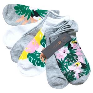 Womens Tropical No Show Socks 6 pack Toucan Bird Palm Leaf Novelty - Picture 1 of 7