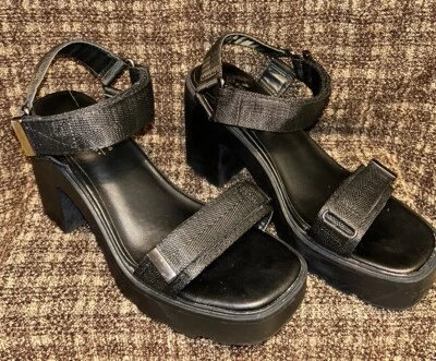 CALL IT SPRING Veronika Black Heeled sandals - Lug soles size  7/7.5 Platform - Image 1 of 4