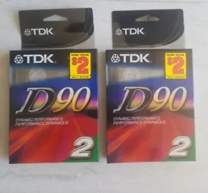 (2) TDK D90 Blank Audio Cassette Tape packs High Output 1ECI/Type I NEW/SEALED - Picture 1 of 5